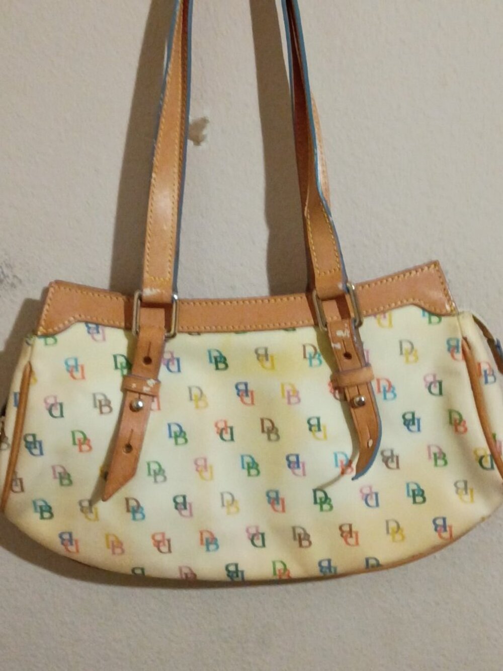 DOONEY & BOURKE Buckle Satchel IT BAG Handbag SIGNATURE RAINBOW MONOGRAM Purse - Picture 10 of 13